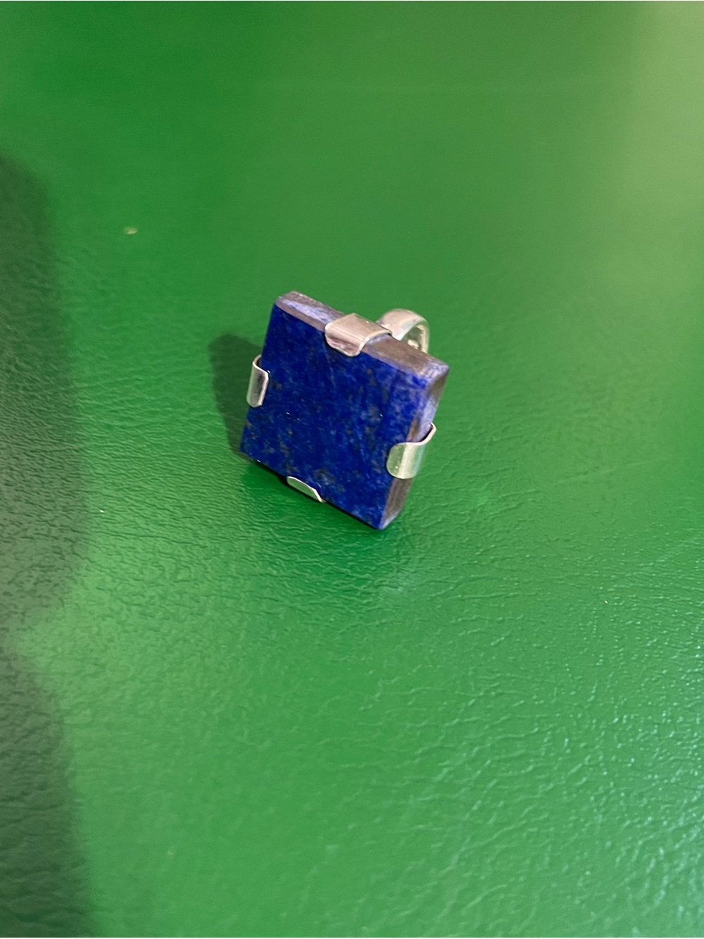 Lapis Lazuli Gemstone .925 Sterling Silver Ring Square Shape 20mm x 20mm Size 5